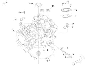 Cylinder and crankcase OM 106/16 KH (K1600AVD) Cat. 2015 Garden tractor