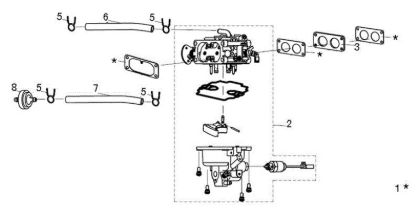 Carburetor OM 107 L/24 KH (K2400AVD V-Twin) Cat. 2015 Garden tractor