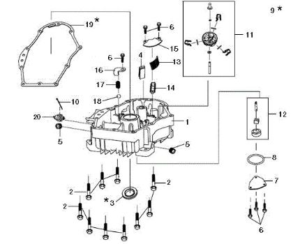 Crankcase cover OM 124/24 KH (K2400AVD V-Twin) Cat. 2015 Garden tractor