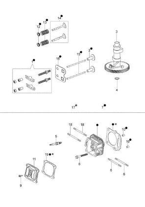 Cylinder head and valve G 53 TK COMFORT (K650) Lawnmower