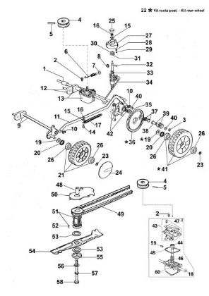 Axle assy LUX 47 T Lawnmower