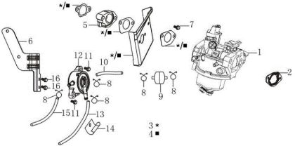 Carburetor OM 106/16 KH (K1600AVD) Cat. 2017 Garden tractor