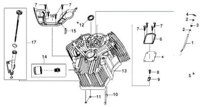 Cylinder and crankcase APACHE 92 EVO (K2400AVD V-Twin) Cat.2017 Garden tractor