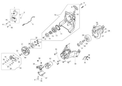 Starter assy and clutch BC 241 T Brushcutter