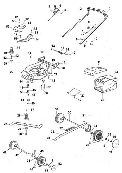 Complete illustrated parts list MAX 53 A Lawnmower