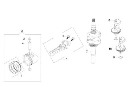 Crankshaft and piston OM 107 L/16 KH (K1600AVD) Cat. 2018 Garden tractor