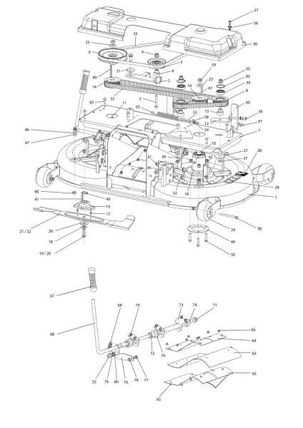 Mowing deck (1/2) (Change over) OM 106/16 KH (K1600AVD - EURO5) Cat. 2019 Garden tractor