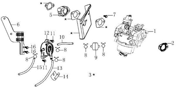 Carburetor OM 106/16 KH (K1600AVD - EURO5) Cat. 2019 Garden tractor