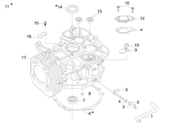 Cylinder and crankcase OM 106/16 KH (K1600AVD - EURO5) Cat. 2019 Garden tractor