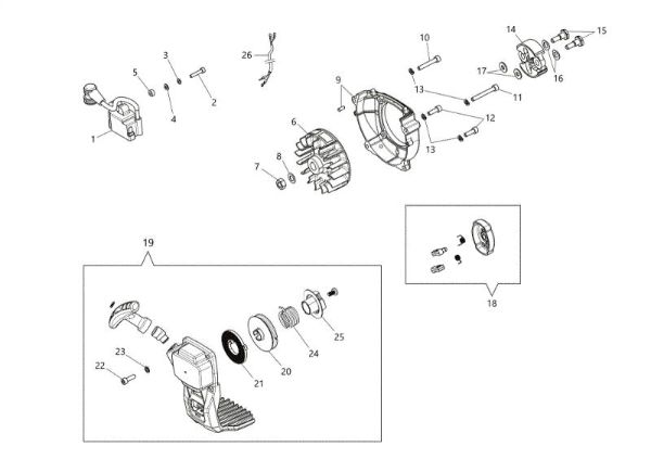 Starter assy and clutch BCH 250 S Brushcutter