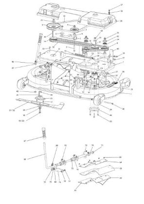 Mowing deck (1/2) (Change over) OM 106/24 KH (K2400AVD V-Twin - EURO5) Cat. 2021 Garden tractor