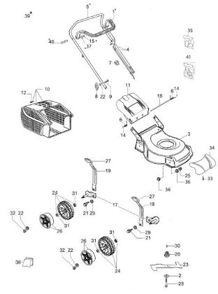 Complete illustrated parts list G 48 PK COMFORT (K450) Lawnmower