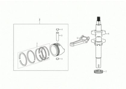 Shaft + piston G 48 TK ALLROAD PLUS 4 (K655) EURO 5 50Y Lawnmower