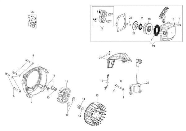 Starter assy and clutch BCH 50 BP (SEMAK) Brushcutter