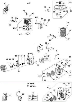 Starter assy and engine (Until 21/02/08) SA 30 TLA Water pump