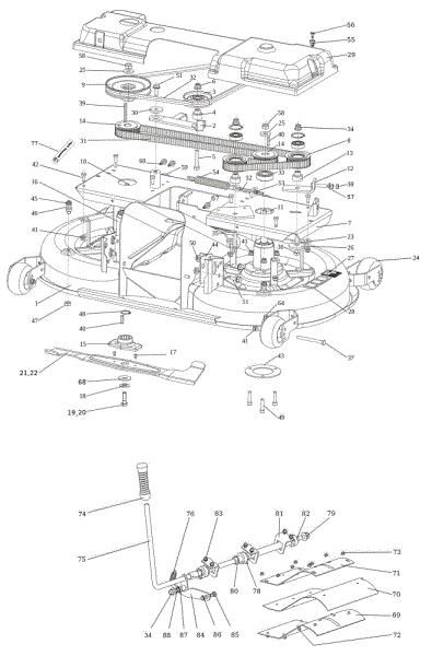 Mowing deck (1/2) (Change over) OM 106/16 KH (K1600AVD) Cat. 2023 Garden tractor