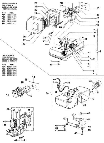 Tank and air filter 727 D Brushcutter
