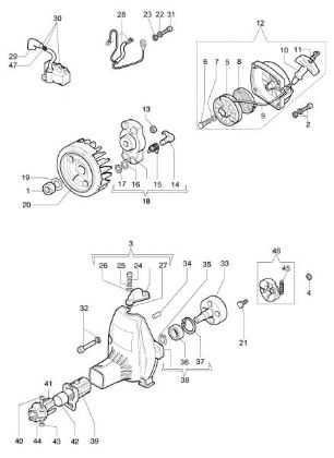 Starter assy and clutch 750 S Brushcutter