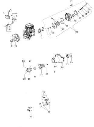 Starter assy and clutch BC 250 S Brushcutter
