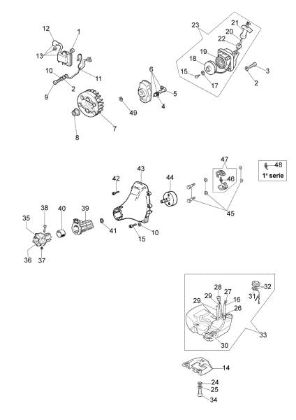 Starter assy and fuel tank 725 D Brushcutter