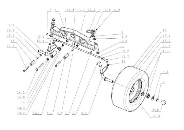 Front axle OM 104J/15,5H Cat.2006-2007 Garden tractor