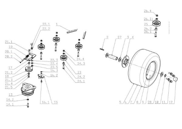 Rear axle OM 104J/15,5H Cat.2006-2007 Garden tractor
