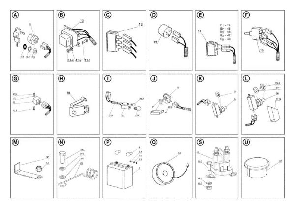 Electrical parts OM 104J/15,5H Cat.2006-2007 Garden tractor