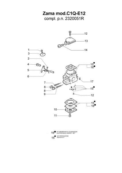 Carburetor C1Q-E12 (Until 30/09/07) SPARTA 37 S Brushcutter