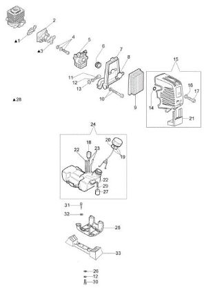 Tank and air filter OS 550 Ergo Olive shaker