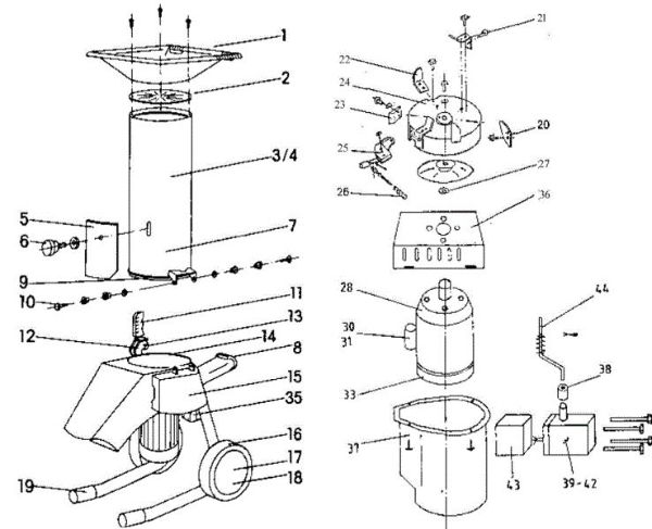 Illustrated parts list SH 240 E Shredder