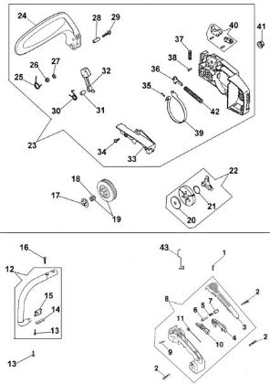 Clutch and handles 932 C Chainsaw