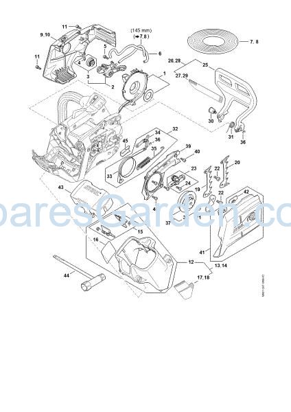 Picture of Shroud, Fan housing, Oil pump, Hand guard, Chain brake MSA 220.0 TC-O
