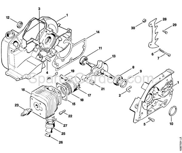 Crankcase, Cylinder Gasoline chain saws (MS) 032 AVE Stihl