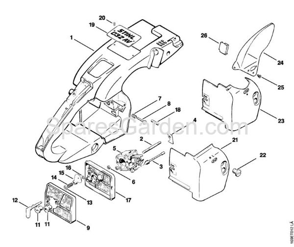 Handle frame, Air filter Gasoline chain saws (MS) 032 AVE Stihl