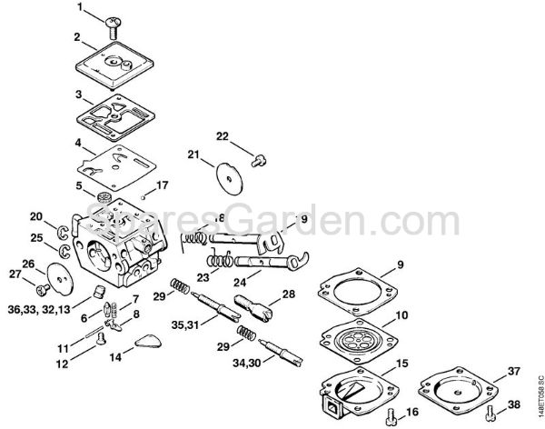 Carburetor C3A-S31 Gasoline chain saws (MS) 036 QS Stihl