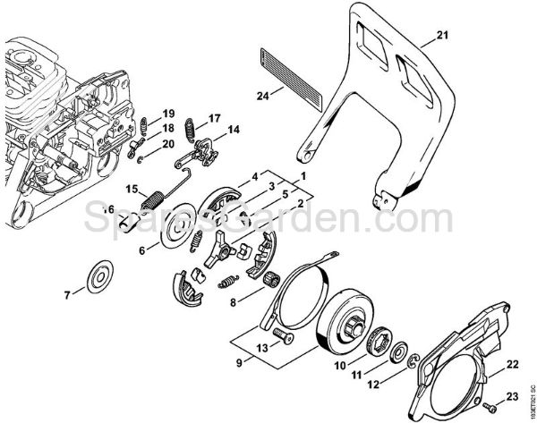Clutch, Chain brake Gasoline chain saws (MS) 036 QS Stihl