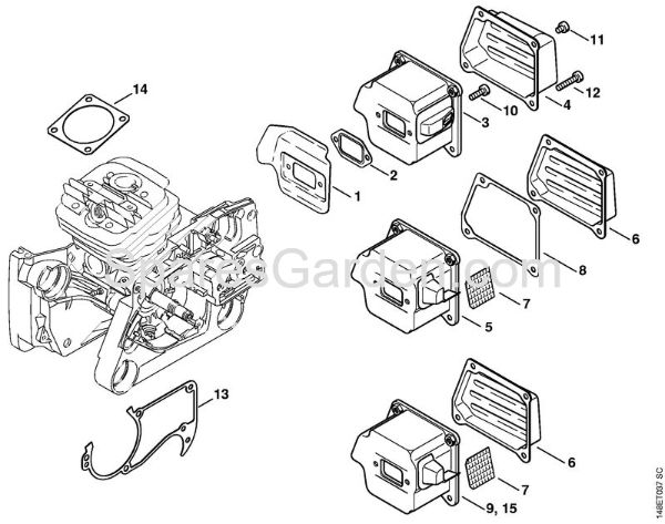 Muffler Gasoline chain saws (MS) 036 QS Stihl