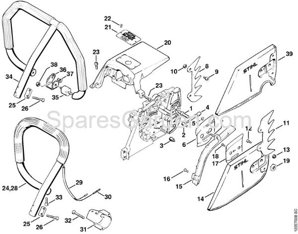 Chain sprocket cover, Handlebar Gasoline chain saws (MS) 048 Stihl
