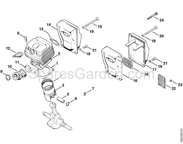 Cylinder, Muffler Gasoline chain saws (MS) 048 Stihl