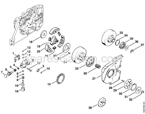 Oil pump, Clutch Gasoline chain saws (MS) 048 Stihl