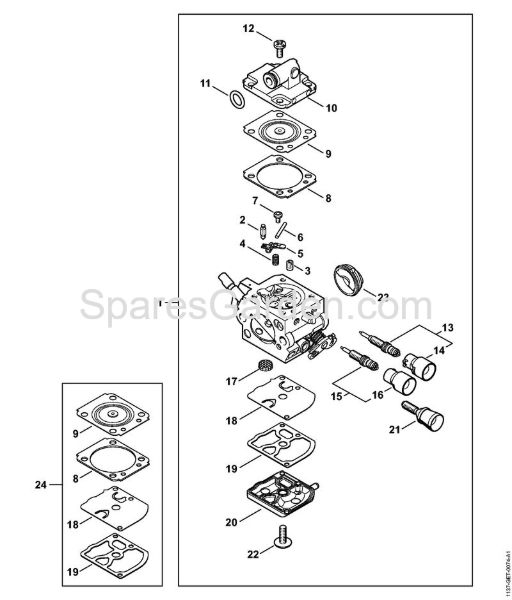 Carburetor 1137/20 Gasoline chain saws (MS) MS 193 T Stihl