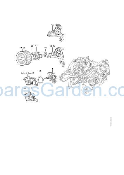 Picture of Carburetor bracket, Air filter MS 261 C-Q