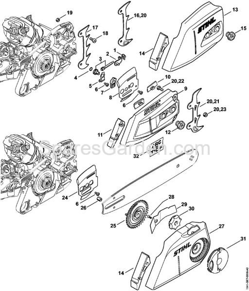 Chain tensioner, Chain sprocket cover Gasoline chain saws (MS) MS 261 C-Q Stihl