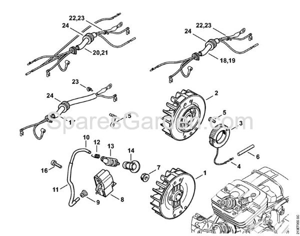Ignition system, Wiring harness Gasoline chain saws (MS) MS 361-W Stihl