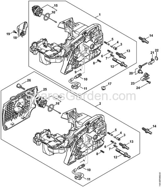 Engine housing, Chain tensioner Gasoline chain saws (MS) MS 391 Stihl