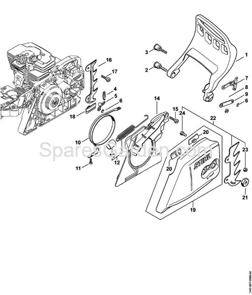 Hand guard, Chain brake Gasoline chain saws (MS) MS 391 Stihl