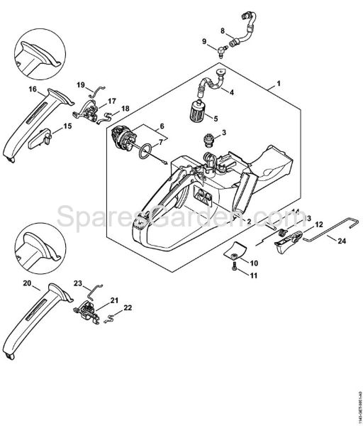 Tank housing, Throttle control Gasoline chain saws (MS) MS 391 Stihl