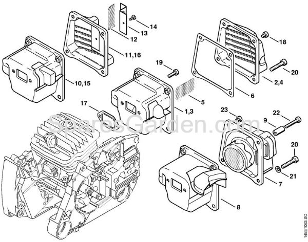 Muffler Gasoline chain saws (MS) MS 460-Z Magnum Stihl
