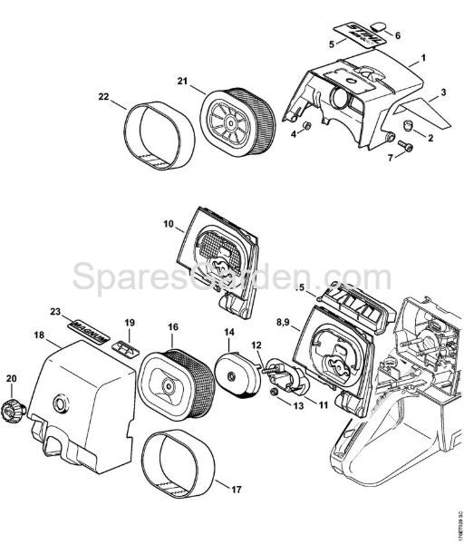 Shroud, Air filter Gasoline chain saws (MS) MS 460-Z Magnum Stihl