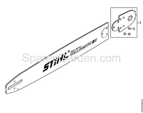 Rollomatic ES 3/8  11 Teeth Guide Bars Rollomatic ES 25 3/8 .050/1.3mm Stihl